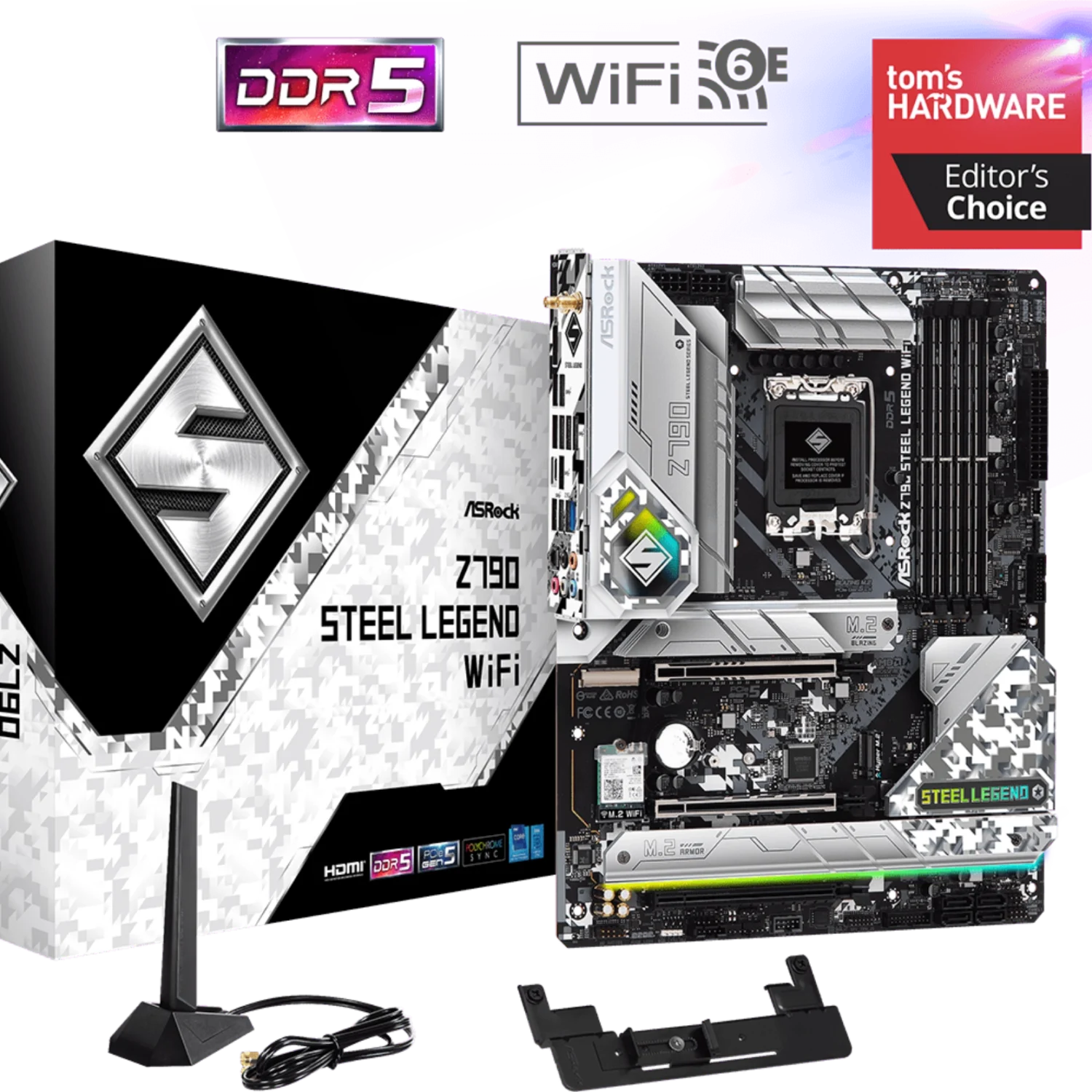 ASROCK • Z790  STEEL LEGEND  • Wi-Fi DDR5 • ATX Motherboard • Black & White